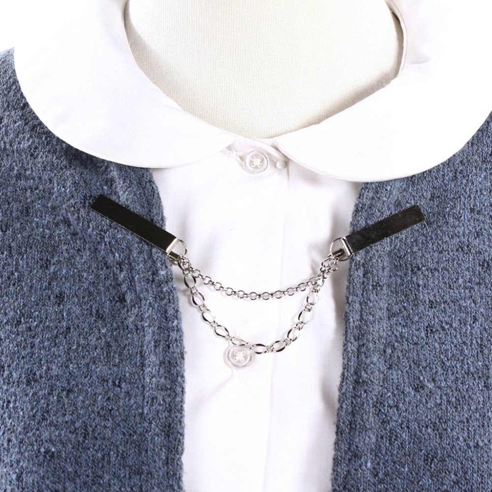 Silver Double Chain Sweater Guard - 50s Style - Picture 3 of 4